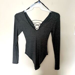 Forever 21 Gray Ribbed Bodysuit